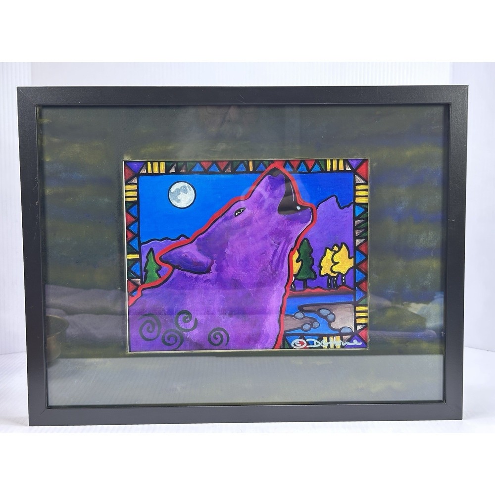 DG‎ House Signed Art Print 18/40 Matted Howling Wolf Wildlife Montana Artist